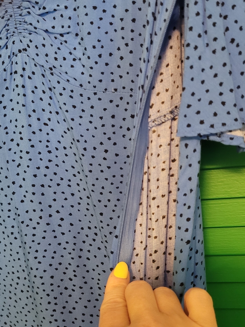 Long Flowy Blue V-Neck Flutter Sleeve - Picture 10 of 12